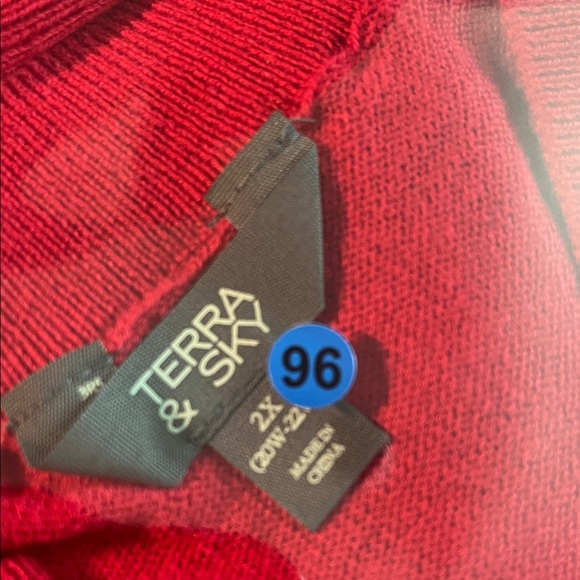 😻PLUS SIZE Terra & Sky Red V-Neck Women's Sweater - Picture 7 of 7